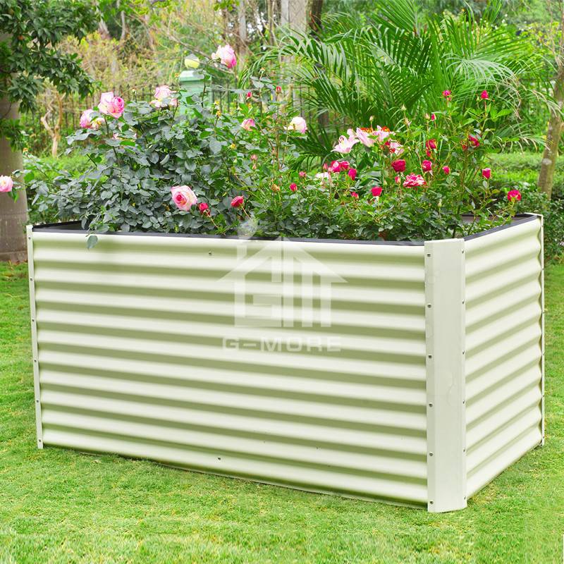 G MORE 90X210 CM Wholesale Creme Rectangular Vegetable Gardening Metal  Raised Garden Beds