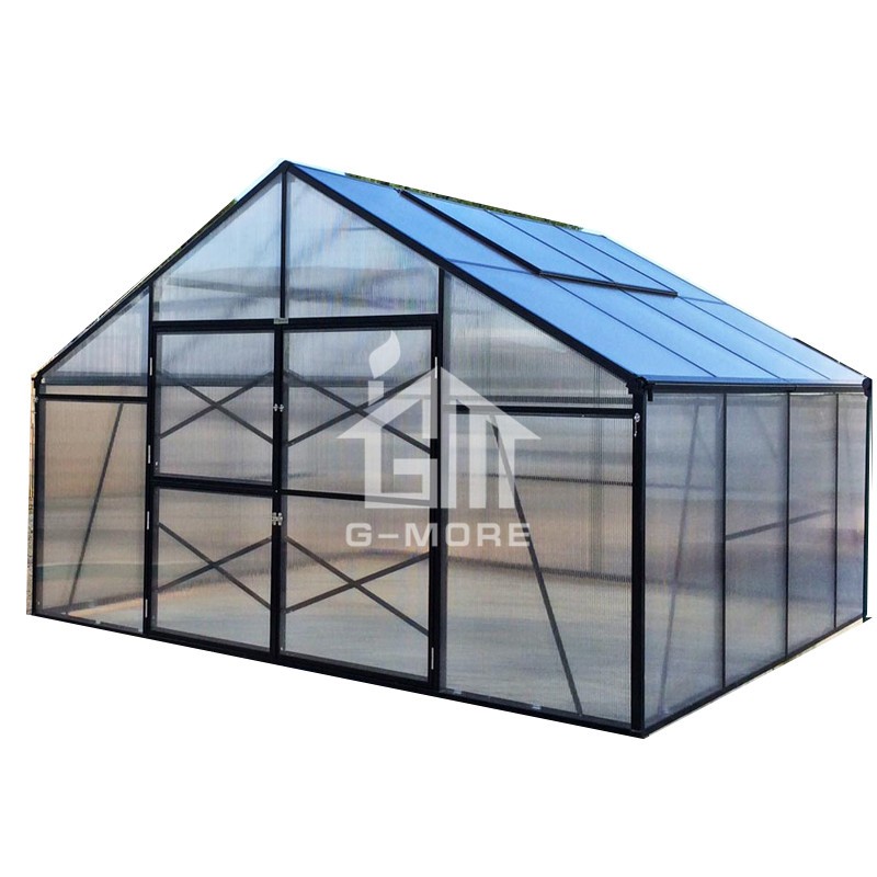 13'x13' G-MORE  4M Width/4M Length Heavy Duty Grow Smart Aluminium 10MM Polycarbonate Black Hobby Greenhouse