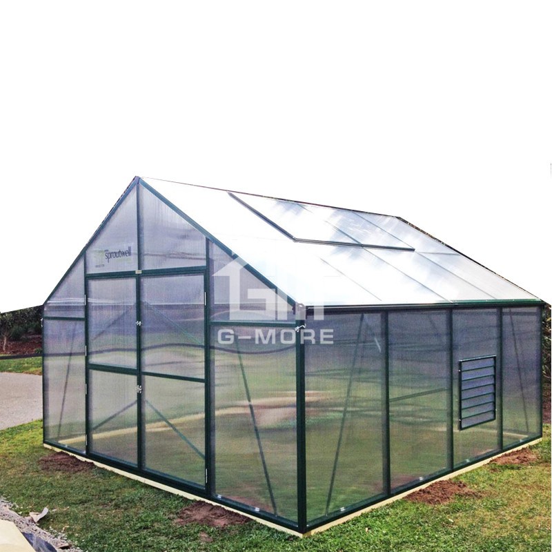 13'x16' G-MORE  4M Width/4M Length Heavy Duty Grow Smart Aluminium 10MM Polycarbonate Green Hobby Greenhouse